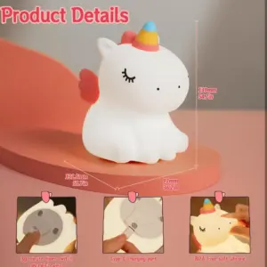 Sitting Unicorn Silicone Lamp: Magical LED Night Light for Kids and Adults