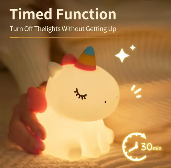 Sitting Unicorn Silicone Lamp: Magical LED Night Light for Kids and Adults - Image 4