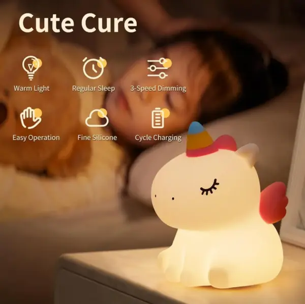 Sitting Unicorn Silicone Lamp: Magical LED Night Light for Kids and Adults - Image 5